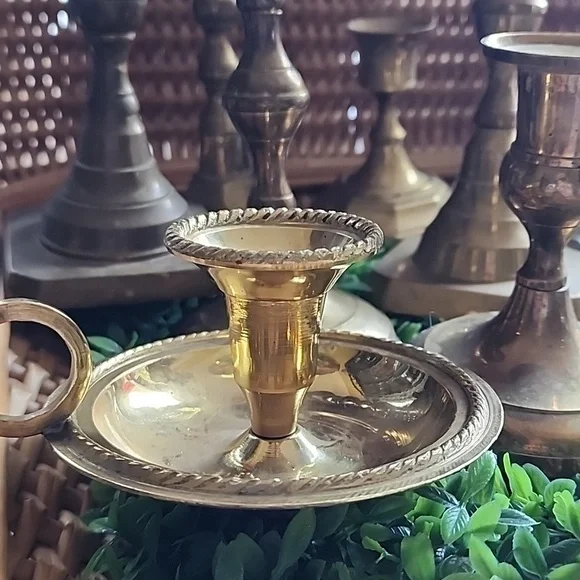 Instant Collection Lot of 11 Vintage Brass Candlesticks